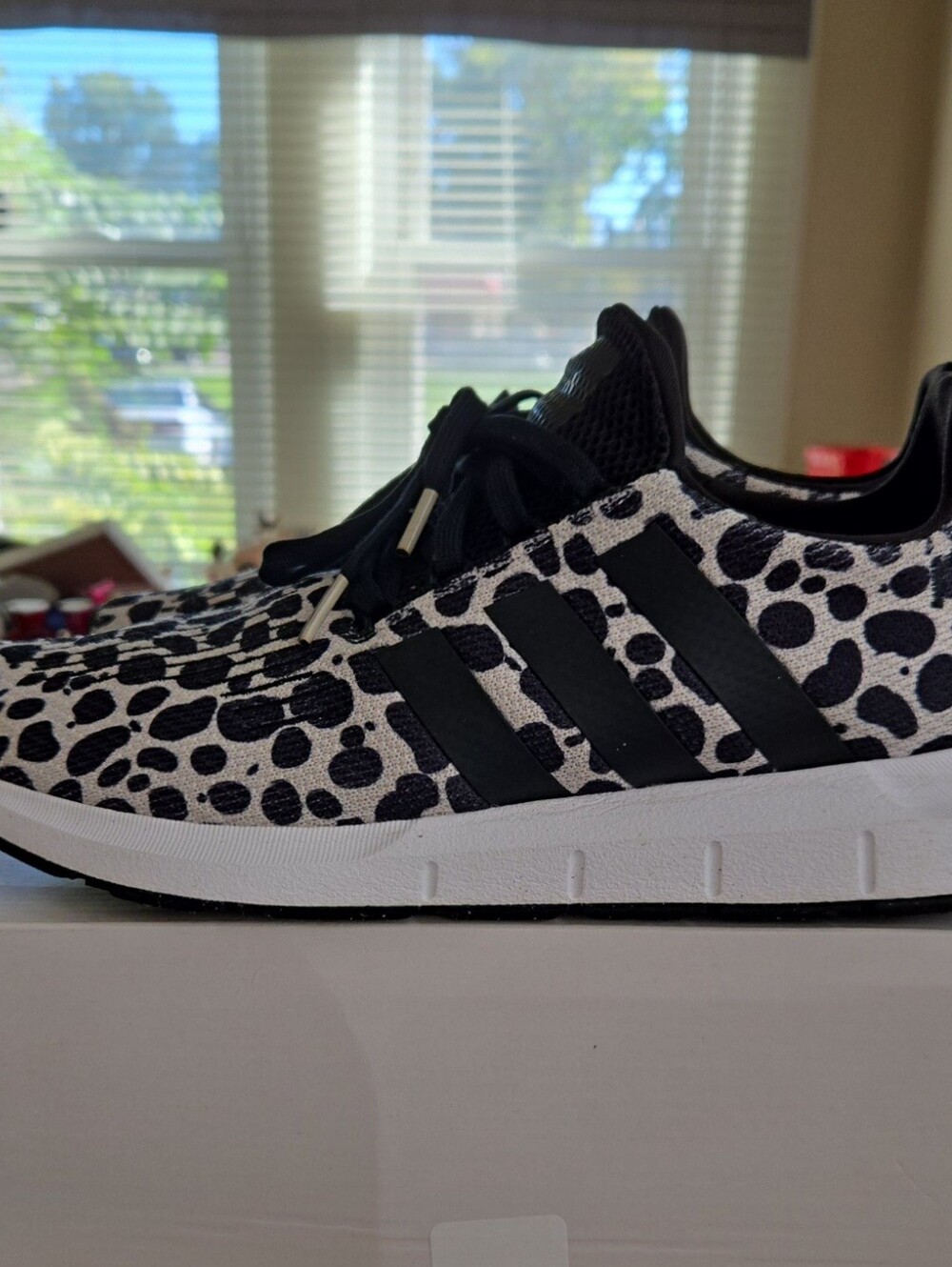 Womens Adidas Black & White Animal Print Sneakers